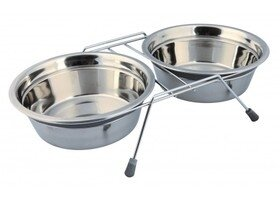 Миски для тварин Trixie 25231 Eat on Feet із сталі на металевій підставці з гумовими ніжками, 2 х 0,45 л/13 см