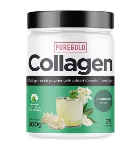 Колаген Pure Gold Collagen Eldelflower з вітаміном С та цинком, зі смаком бузини, 300 г