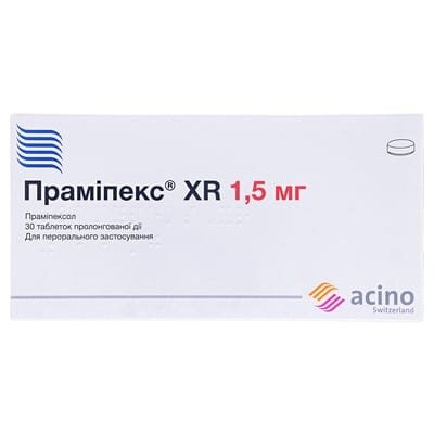 Праміпекс XR таблетки прол./д. по 1.5 мг №30 (10х3)