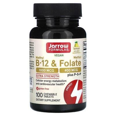 Метил B-12 та Фолат Jarrow Formulas Methyl B-12 & Methyl Folate 1000 мкг/400 мкг смак лимону, 100 льодяників