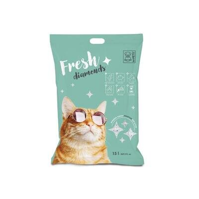 Наповнювач для котячого туалету M-Pets Fresh Diamonds силікагелевий без ароматизатора, 7 кг (15 л)