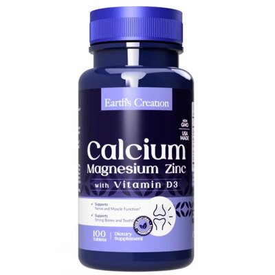 Комплекс Кальцію, Магнію та Цинку Earth's Creation Calcium, Magnesium, Zinc, 100 таблеток