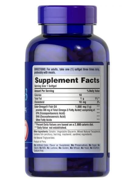 Омега-3 риб'ячий жир Puritan's Pride Omega-3 Fish Oil 1000 мг, 250 гелевих капсул