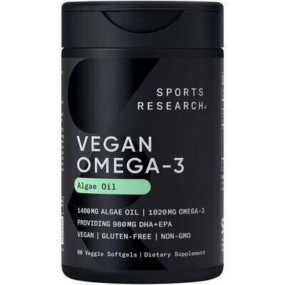 Омега 3 Sports Research Omega-3 Vegan 1400 мг, 60 мяких капсул