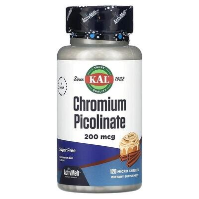 Піколінат хрому KAL Chromium Picolinate зі смаком булочки з корицею, 120 таблеток