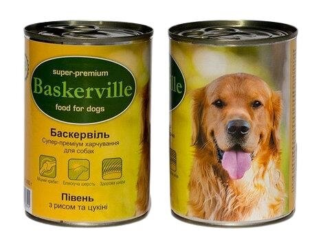 Консерви для собак Baskerville з півнем, рисом і цукіні, 400 г