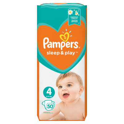 Підгузки дитячі Pampers Sleep & Play розмір 4, 9-14 кг, 50 шт