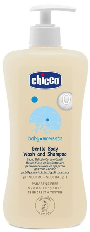Шампунь дитячий Chicco Baby Moments для волосся і тіла (02845.10), з дозатором, 500 мл