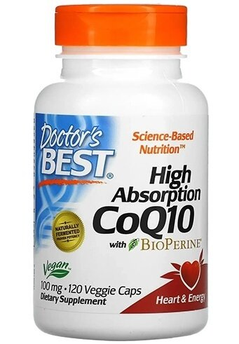 Коензим Q10 100 мг та біоперин Doctor's Best High Absorption CoQ10 with BioPerine, 120 вегетаріанських капсул