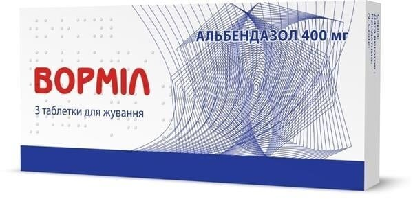Ворміл таблетки д/жув. по 400 мг №3