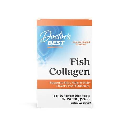 Риб'ячий колаген з натиколом Doctor's Best Fish Collagen, 30 стіків по 5 г