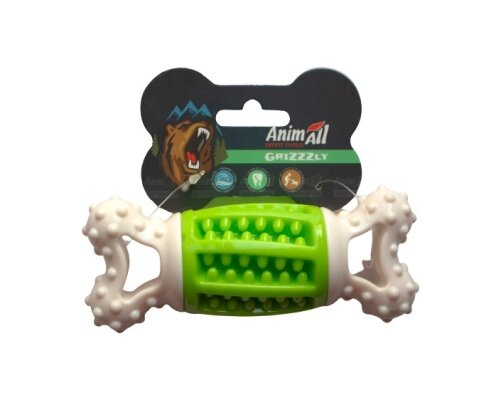 Іграшка для собак AnimAll GrizZzly кістка-зубочистка, зелена/біла