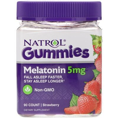 Мелатонін Natrol Melatonin 5 mg Strawberry Flavor, 90 жувальних цукерок