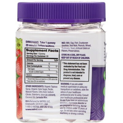 Мелатонін Natrol Melatonin 5 mg Strawberry Flavor, 90 жувальних цукерок