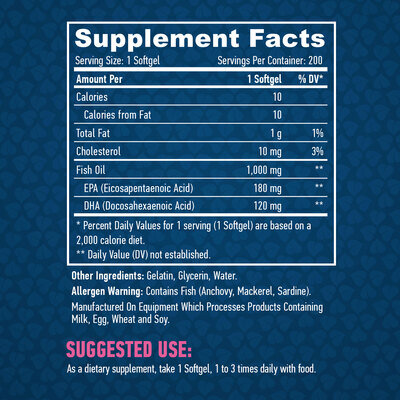 Омега 3 Haya Labs Omega-3 1000 мг, 200 гелевих капсул