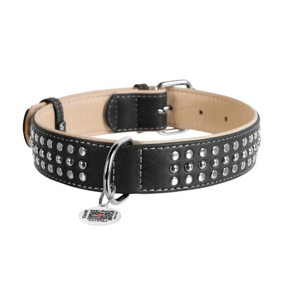 Нашийник Collar WAUDOG Soft з металевими прикрасами ширина 35 мм, довжина 57-71 см, чорний