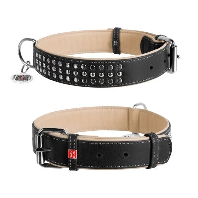 Нашийник Collar WAUDOG Soft з металевими прикрасами ширина 35 мм, довжина 57-71 см, чорний