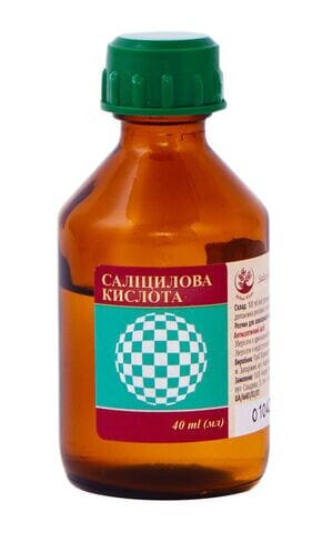 Саліцилова кислота розчин д/зовн. заст., спирт. 1 % по 40 мл у флак.