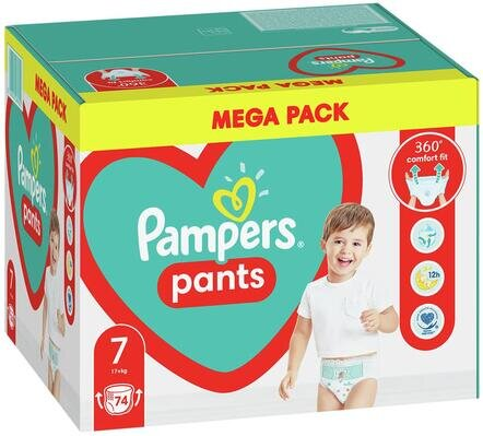 Підгузки-трусики Pampers Pants дитячі розмір 7, 17+ кг, 74 шт