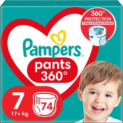 Підгузки-трусики Pampers Pants дитячі розмір 7, 17+ кг, 74 шт