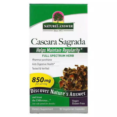 Каскара Саграда Nature's Answer Cascara Sagrada 850 мг, 90 вегетаріанських капсул