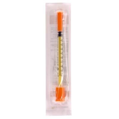 Шприц інсуліновий 1 мл U-100 Alexpharm 3-х компонентний, з незнімною голкою, 30G (0.3 x 13 мм), 1 штука