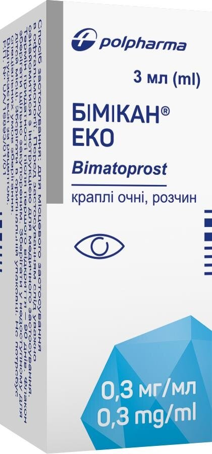 Бімікан еко краплі оч., р-н 0.3 мг/мл по 3 мл у флак.-крап.
