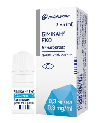 Бімікан еко краплі оч., р-н 0.3 мг/мл по 3 мл у флак.-крап.