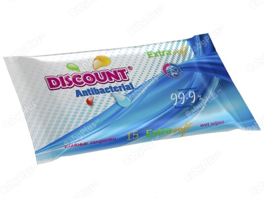 Серветки вологі Discount Антибактеріальні, 15 шт