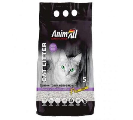 Наповнювач для туалету AnimAll Premium білий бентонітовий з ароматом лаванди, 5 л