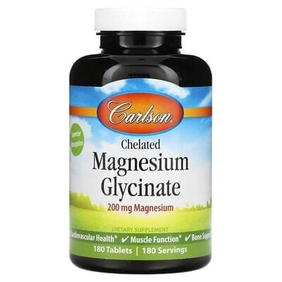 Магній Carlson Labs Chelated Magnesium Glycinate 200 мг, 180 таблеток