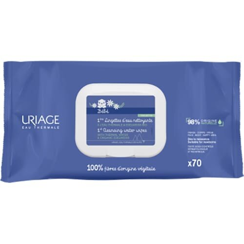 Серветки вологі Uriage Baby 1st Cleansing Wipes дитячі, 70 шт