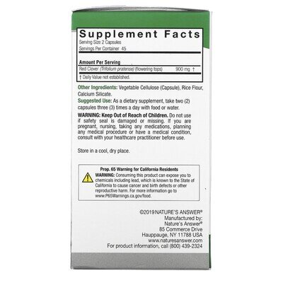 Червона конюшина Nature's Answer Red Clover 900 мг, 90 вегетаріанських капсул