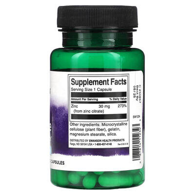 Цинк цитрат Swanson Zinc Citrate капсули по 30 мг №60