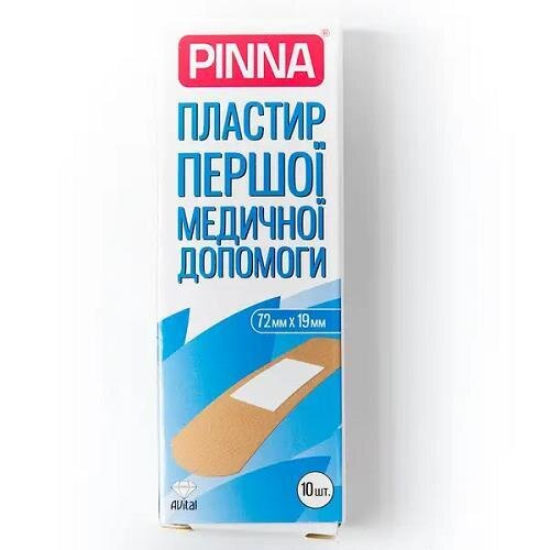 Пластир першої медичної допомоги Pinna на тканній основі 72 мм х 19 мм, 10 штук