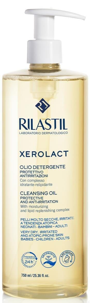 Олія очищувальна для обличчя та тіла Rilastil Xerolact для дуже сухої, схильної до подразнень та атопії шкіри, 750 мл