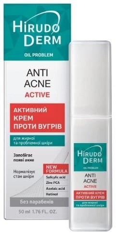 Крем для обличчя Hirudo Derm Oil Problem Anti-Acne Active активний проти вугрів, 50 мл