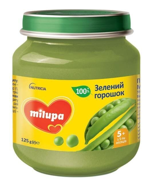 Пюре овочеве Milupa Зелений горошок для дітей з 5 місяців, 125 г