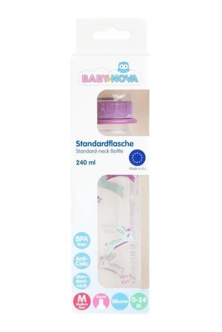 Пляшка Baby-Nova 47010-2 з декором для дівчинки, 240 мл