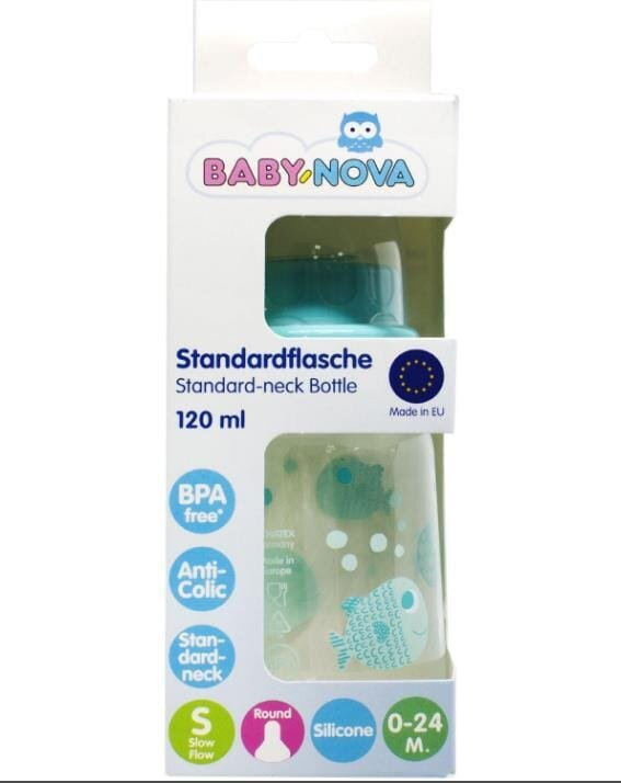 Пляшка Baby-Nova 46010-3 поліпропілен з декором нейтральна, 120 мл