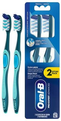 Зубна щітка Oral-B Pro-Expert Advanced середньої жорсткості, 2 шт
