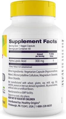 Альфа-ліпоєва кислота Healthy Origins Alpha Lipoic Acid 300 мг, 60 капсул