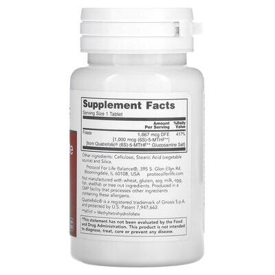 Метилфолат Protocol for Life Balance 5-Methyl Folate 1000 мкг, 90 веганських таблеток