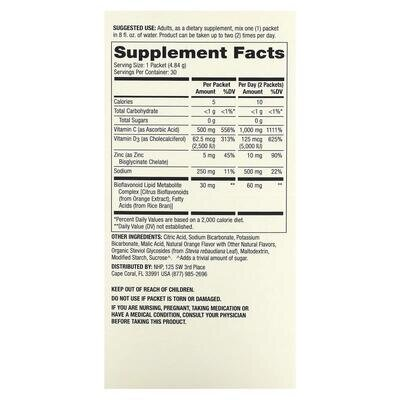 Вітамін С Цинк та Вітамін Д3 Dr. Mercola Vitamin C-PAK with Quercetin апельсин, 30 пакетів