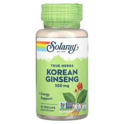 Женьшень корейський Solaray Korean Ginseng Root 550 мг, 50 веганських капсул