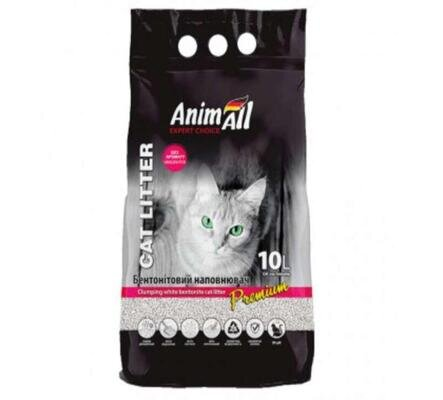 Наповнювач для туалету AnimAll Premium білий бентонітовий без запаху, 10 л