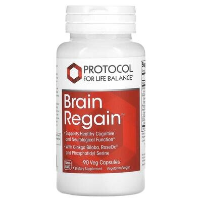 Підтримка мозку Protocol for Life Balance Brain Regain, 90 веганських капсул
