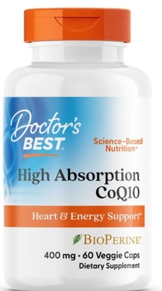 Коензим Q10 400 мг та біоперин Doctor's Best High Absorption CoQ10 with BioPerine, 60 вегетаріанських капсул