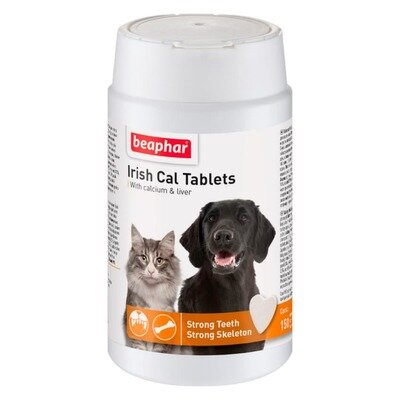 Таблетки з кальцієм та фосфором Beaphar Irish Cal Tablets для котів і собак, 150 таблеток