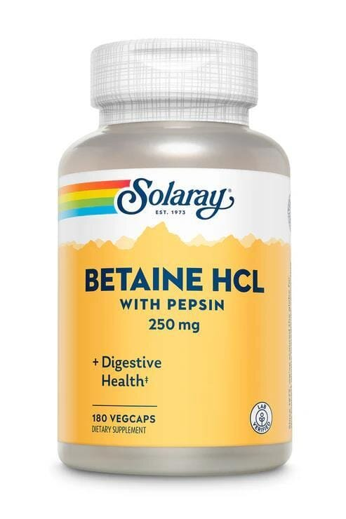 Бетаїн HCL та пепсин Solaray HCL with Pepsin капсули по 250 мг №180